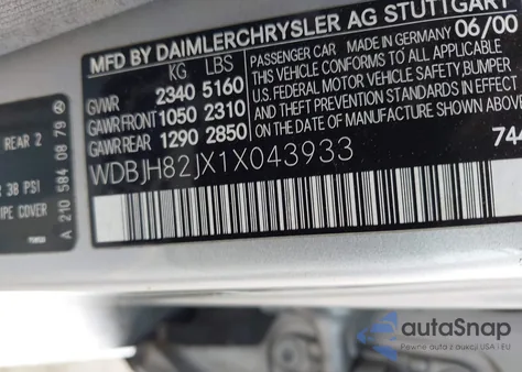 2001 Mercedes-Benz E 320 4M z USA, uszkodzony, nr VIN WDBJH82JX1X043933